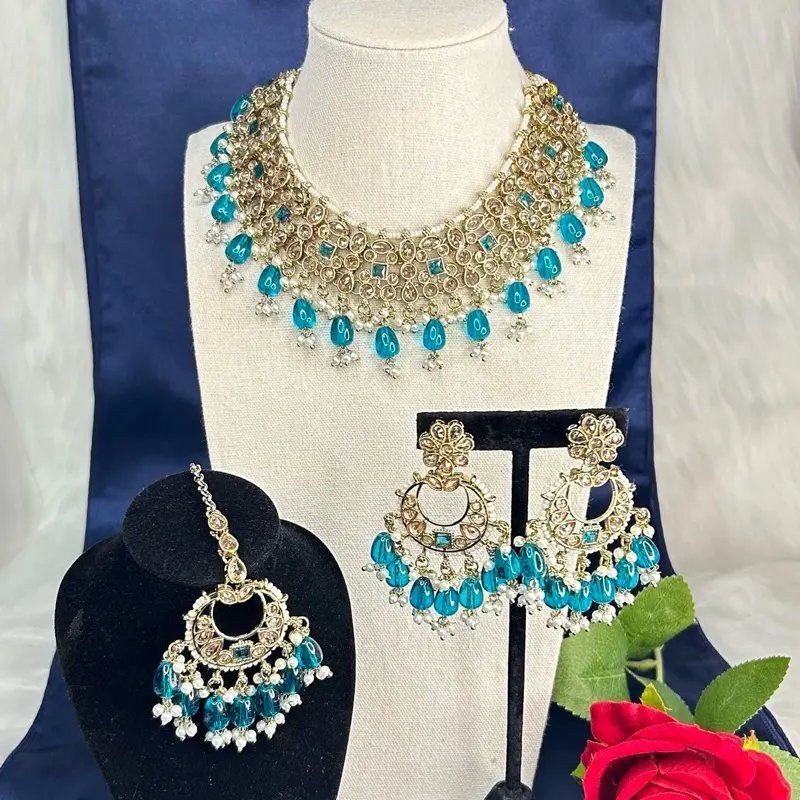Desi Premium Indian Necklace with Earrings & Tikka - Elegant Design, Perfect for Any Occasion