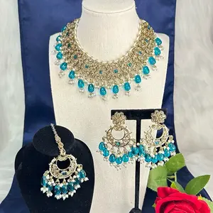 Desi Premium Indian Necklace with Earrings & Tikka - Elegant Design, Perfect for Any Occasion