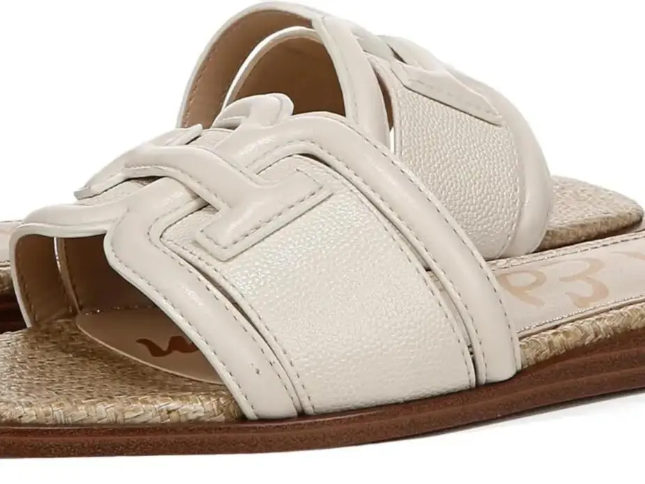 Sam Edelman Women's Irina Flat Sandal - Cream Ankle Height Comfortable Everyday Wear Flat Design Chic & Practical