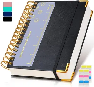 Spiral Notebook Journal 5.75 x 8.38, 300 Pages Hardcover Leather Lined Journals for Women Men, A5 Small College Ruled Notebooks with 100 GSM Thick Paper, Spiral Journal for Writing Work School,