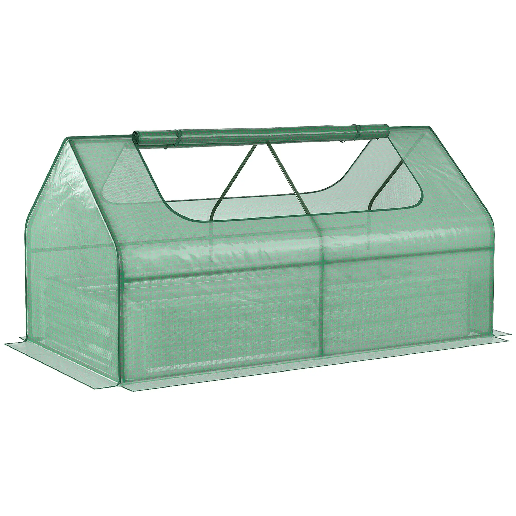 Outsunny 6 x 3 x 1ft Raised Garden Bed with Mini Greenhouse, Galvanized Raised Garden Bed with Cover for Herbs and Vegetables, Small Greenhouse for Patio Garden Balcony, Clear and Silver