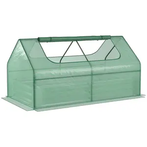 Outsunny 6 x 3 x 1ft Raised Garden Bed with Mini Greenhouse, Galvanized Raised Garden Bed with Cover for Herbs and Vegetables, Small Greenhouse for Patio Garden Balcony, Clear and Silver