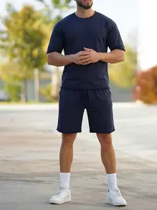 Men's Summer American Style Loose Fit Heavyweight Fleece High Street Trend Hip Hop Sport Short Sleeve Shorts Sportswear Set