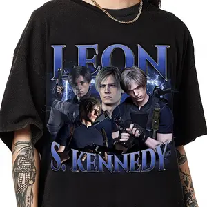 Leon S Kennedy Retro Graphic Tee Resident Evil Inspired Vintage Horror Game Unisex Fan Shirt