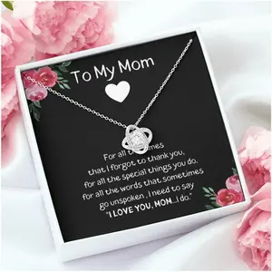 To My Mom Love Knot Necklace, To Mom Gift, Mom Gift, Mom Necklace. Jewelry From Son Daughter, Gift Mom Birthday , Christmas,Mothers Day, Necklaces with Meaningful Messages Card