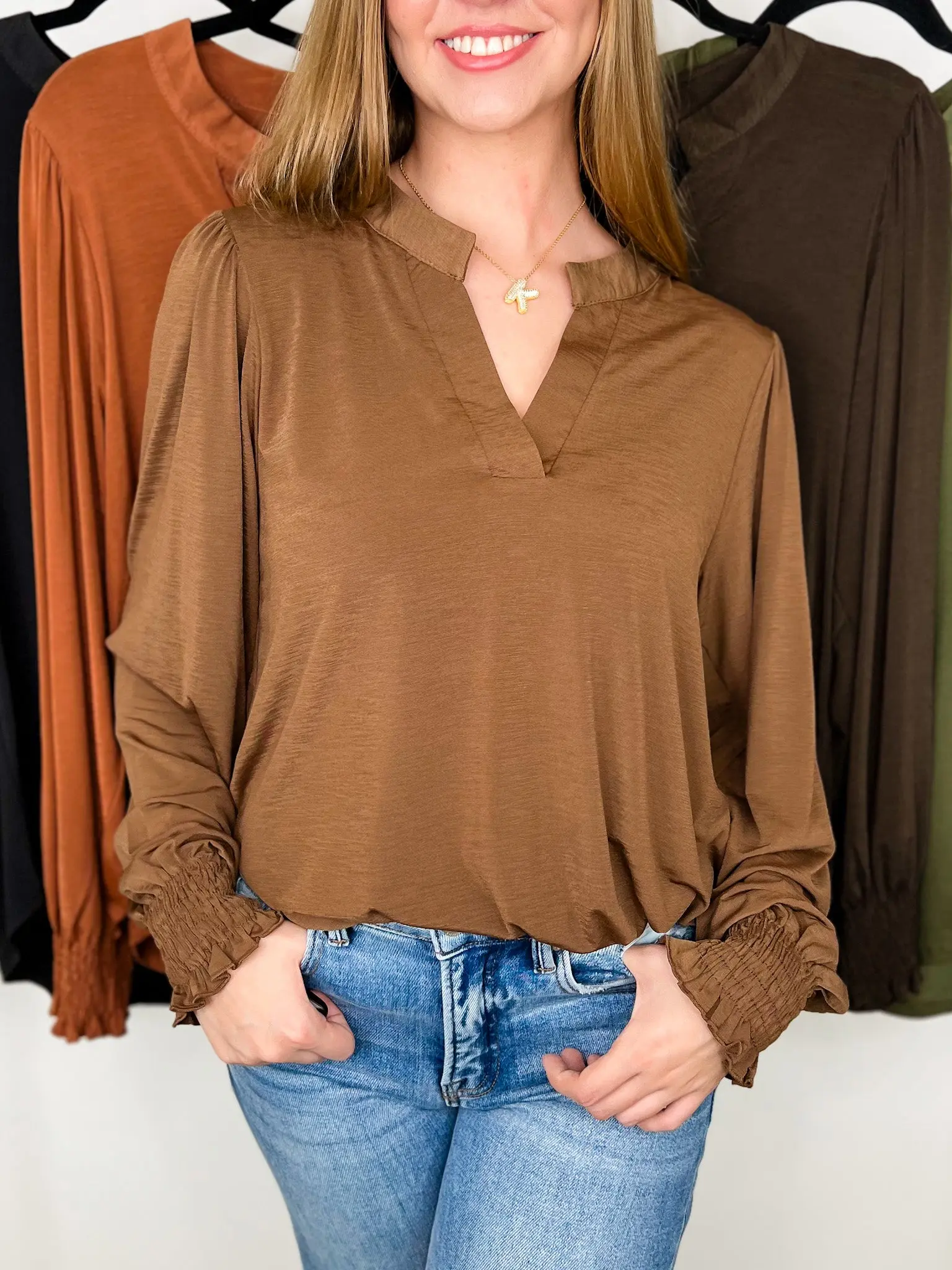 Women's Dear Scarlett Frozen in Time Wrinkle-Free Oversized Long Sleeve Gabby Blouse - Drape, Lightweight Light Casual Fabric Top, Available in 5 Colors, 2XL Size Fit, 3Xl