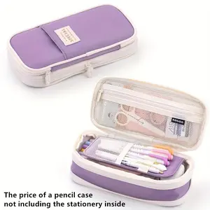 Large Capacity Pencil Case, 1 Count Portable Zipper Pencil Bag, Stationery Storage Bag, Desk Organizer for Office & School & Home