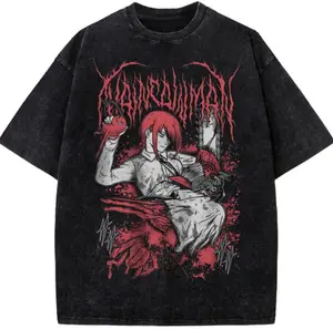 Makima Shirt, Denji Shirt, Chainsaw Man Shirt, Anime Shirt, Retro 90s Japanese Manga Waifu Merch, Cool Otaku Gift for Men Women Cotton Casual Unisex