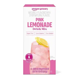Amazon Grocery, Pink Lemonade Drink Mix Singles, 3.2 Oz (Previously Happy Belly, Packaging May Vary)