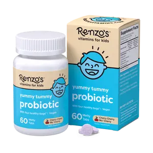 Renzo's Vitamins Yummy Tummy Probiotic for Kids with 4 Strains - 60 Melty Tabs