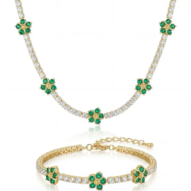 Blossom bling necklace and bracelet Bundle