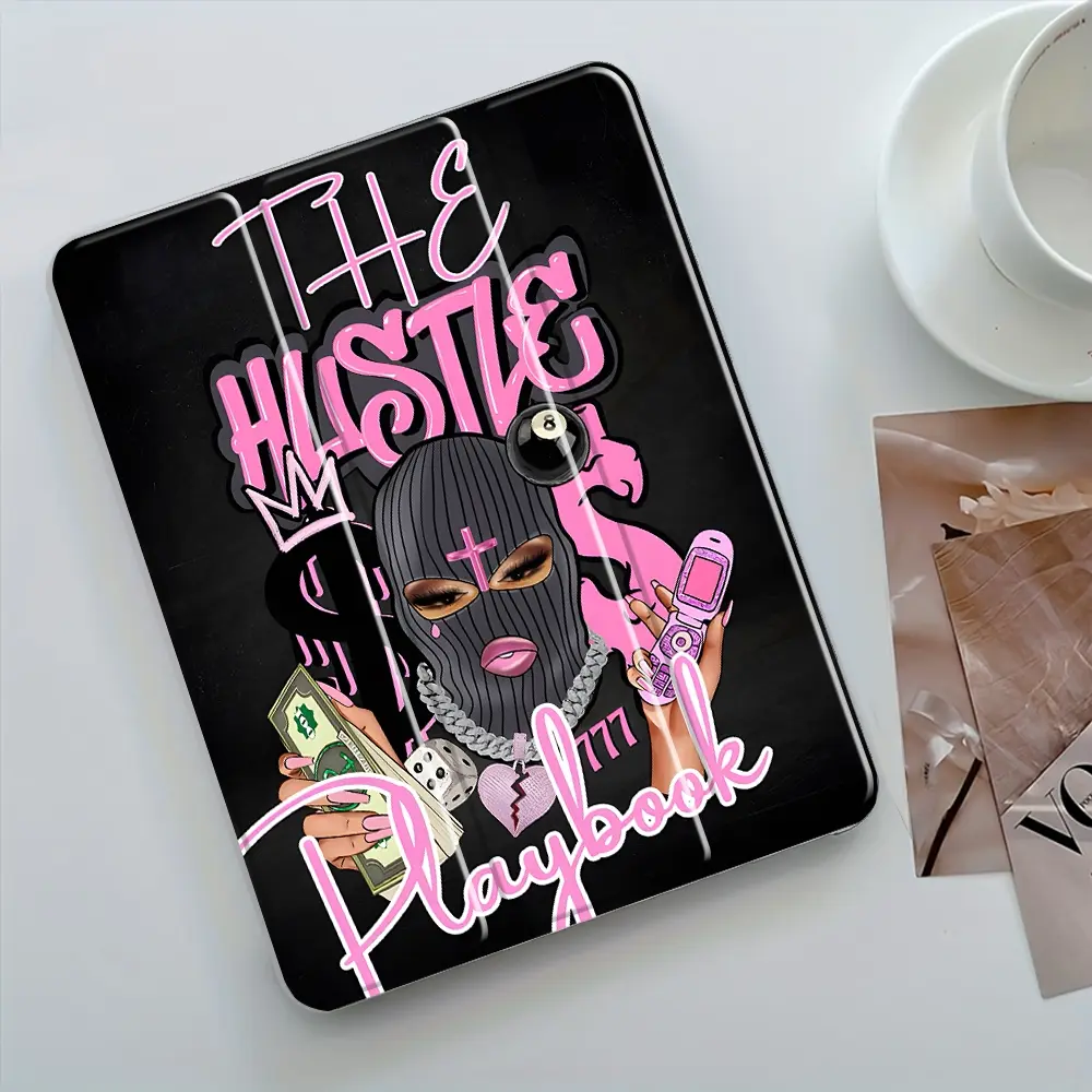 Hiphop Style Design Three-Tier Stand iPad Case,Transparent Acrylic Hard Back,Pencil Slot & Charger Port,Fits iPad 7.9/8.3/10.2/10.5/10.9/11/12.9 13 inch,Shock-resistant Full Cover Protective Case Suitable for Offices Schools Homes, Tablet Accessories