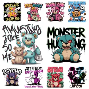 Graffiti Vi01ent Bear 37D--- DTF iron on heat transfer Newg