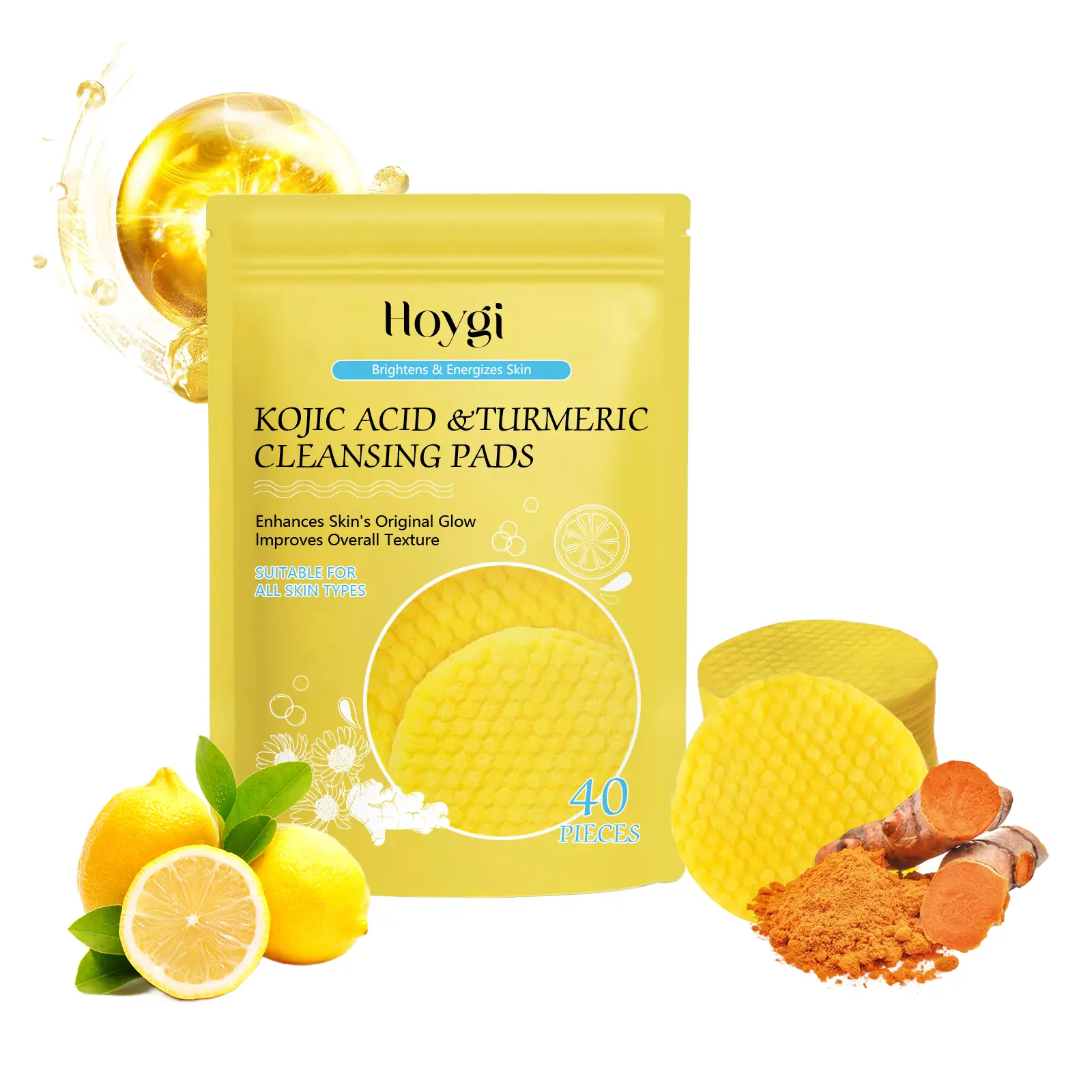 Turmeric Face Scrub Pads, Turmeric Cleansing Pads for Face Deep Cleansing Helps Balance Skin Oil And Water. (40 Pcs)