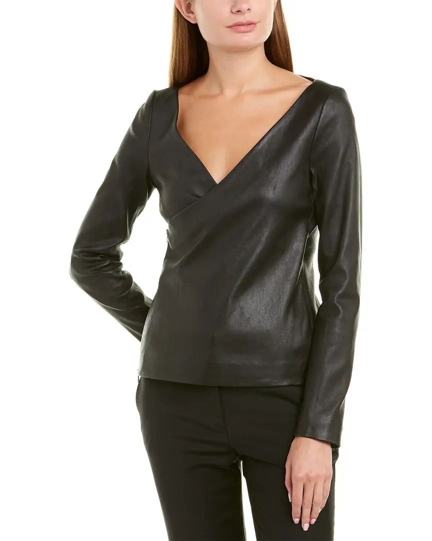 Theory Fitted Leather Wrap Jacket Theory Fitted Leather Wrap Jacket
