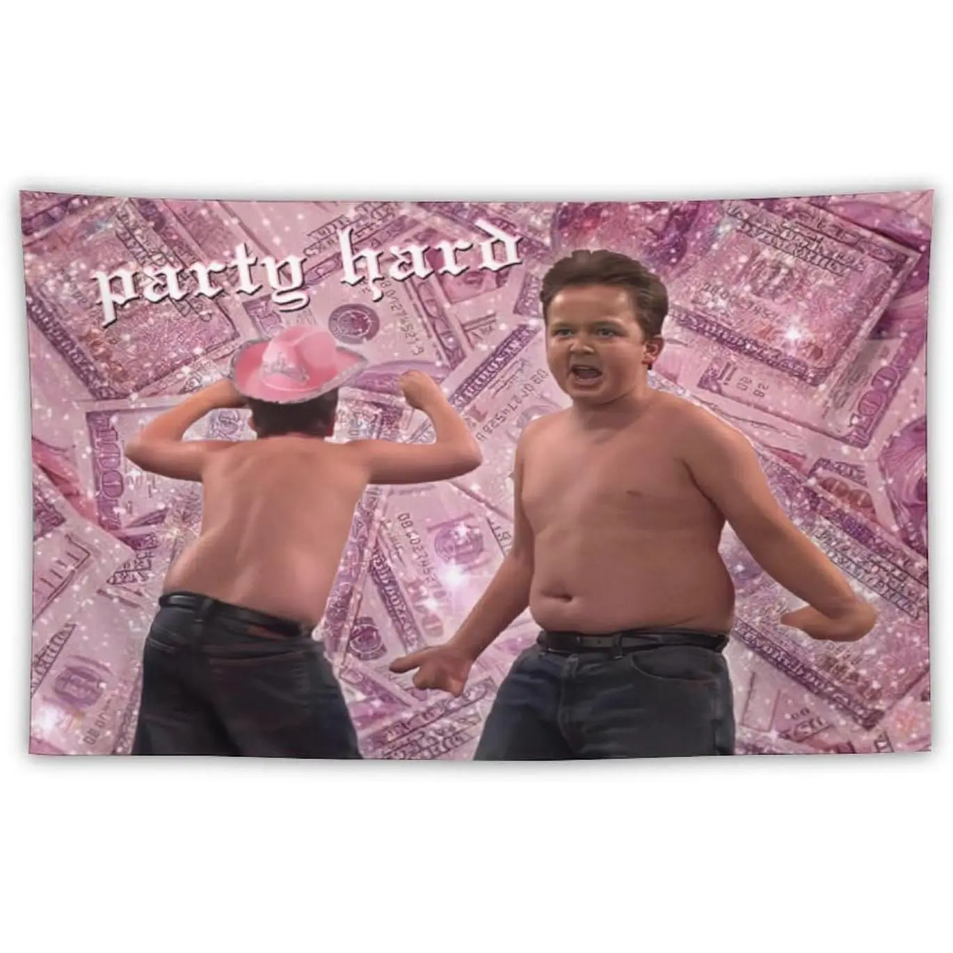 3x5Ft Polyester "Party Hard" Ghibli Full Print Tapestry - Durable, Lightweight Meme Flag Decoration, Style-2 Indoor Home Decor Supply for Bedroom, Wall Hanging Gift