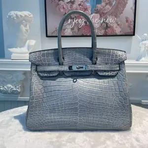 Pre-owned HERMÈS Leather Tote Bags BJ11013060190 Birkin 30 Grey [Q]