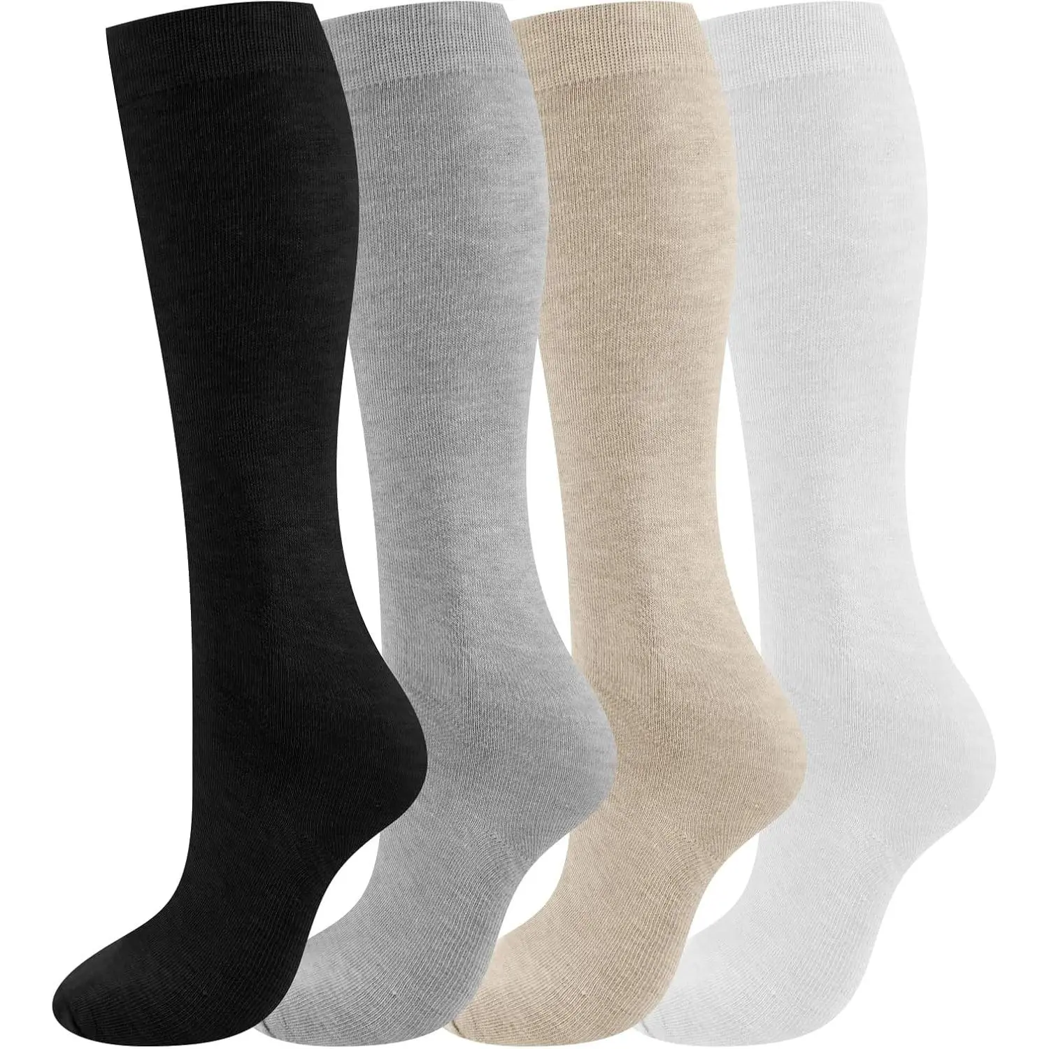 Twistover 4 Pairs Knee High Linen Socks for Men Thin Moisture-wicking Breathable Linen Socks Dress Stockings for Outfits Formal Wear Combinations Casual Working