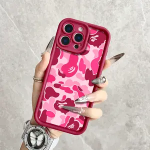 Pink Camouflage Delight for phone case, compatible with iPhone 17 Pro Max, 16 Pro Max，15 Pro, 14, 13, 12, 11, XR, XS Plus, SE, Mini. Made from soft TPU shock-resistant silicone material, this stylish street-style gift is perfect for any occasion.