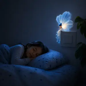 Glow in the Dark Fairy Decal, Luminous Blue Violin Switch Sticker. Peel & Stick Wall Art. Soothing Bedtime Ritual & Calming Night Decor for Kids Room, Girls Nursery. Peaceful Aesthetic Room Accessories, Comforting Magical Wall Stickers.