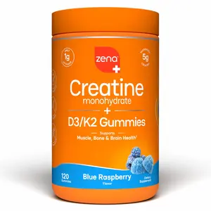 Zena Nutrition Creatine Gummies with D3 & K2, Creatine Monohydrate for Men and Women, Supports Bone, Muscle, & Cognitive Health, Gummy Workout Supplement, 120ct, 30 Daily Servings