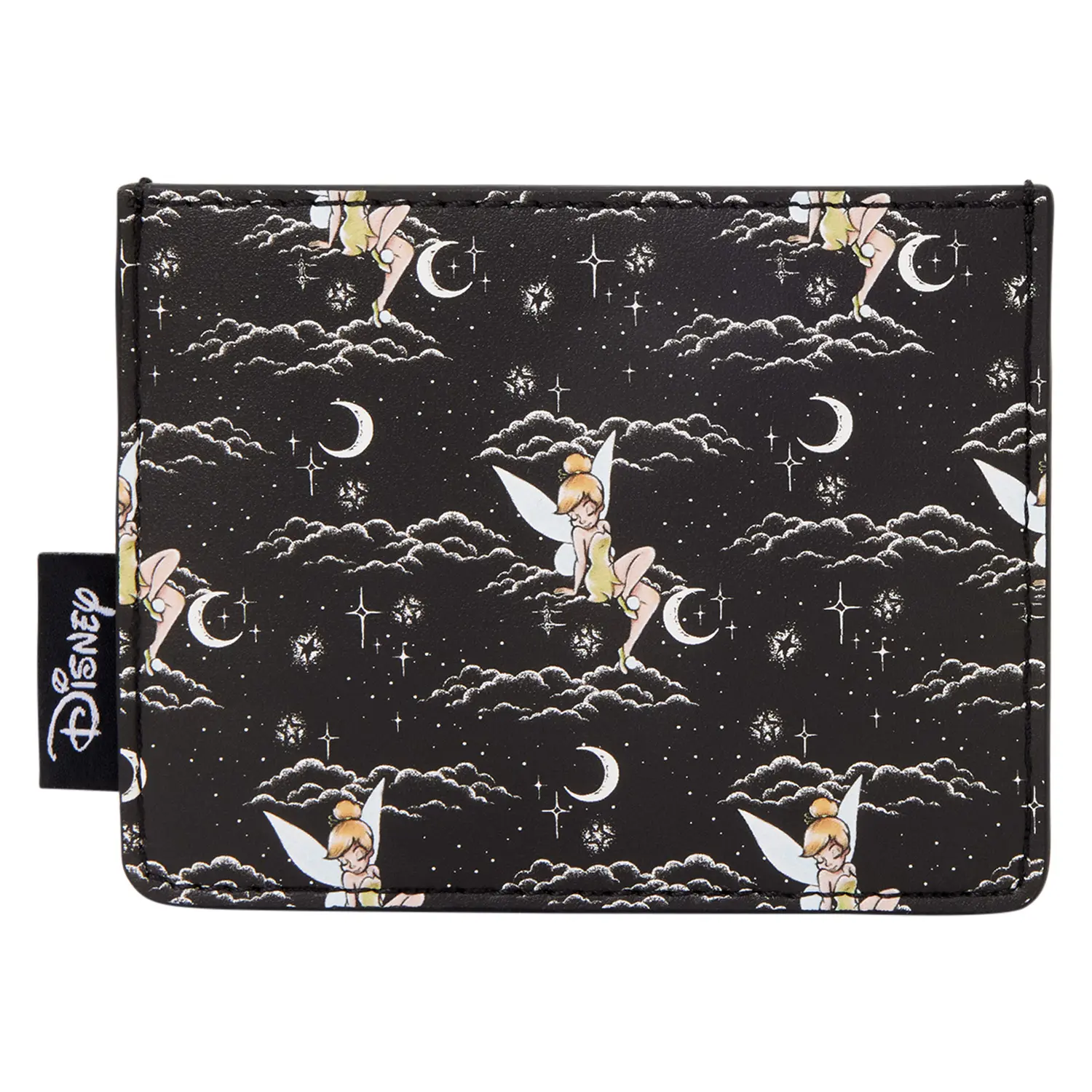 Women's Disney Tinker Bell Night Sky Print Compact Faux Leather Card Holder - Cartoon Character Style Women's Wallet with Printed Figure Details, Character Style Women's Wallets