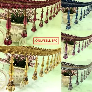 100cm long crystal bead pendant, crocheted lace beads, fringe curtain lace, pendant bead fringe, tassel, tablecloth decorative accessory, hem decoration.