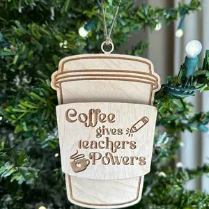 Coffee Cup Gift Card Holder Ornament-Teacher Christmas Gift-Holiday Present-Thank You from Kids-Classroom appreciation