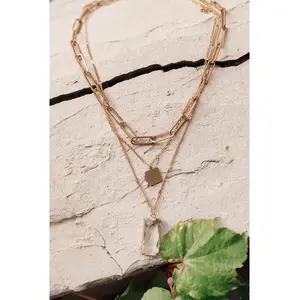 Baguette Bar Pendant Layered Necklace