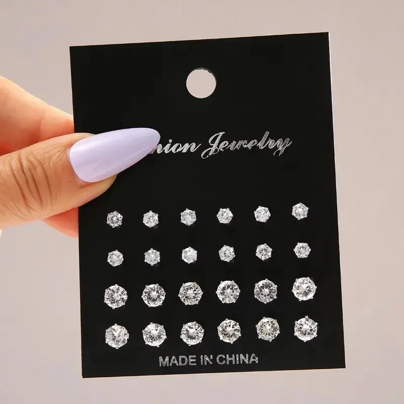 12PCS Stylish Multi-Design Earrings Set, Beautiful All-Occasion Jewelry, Perfect Gift for Christmas, Valentine's Day & Mother's Day