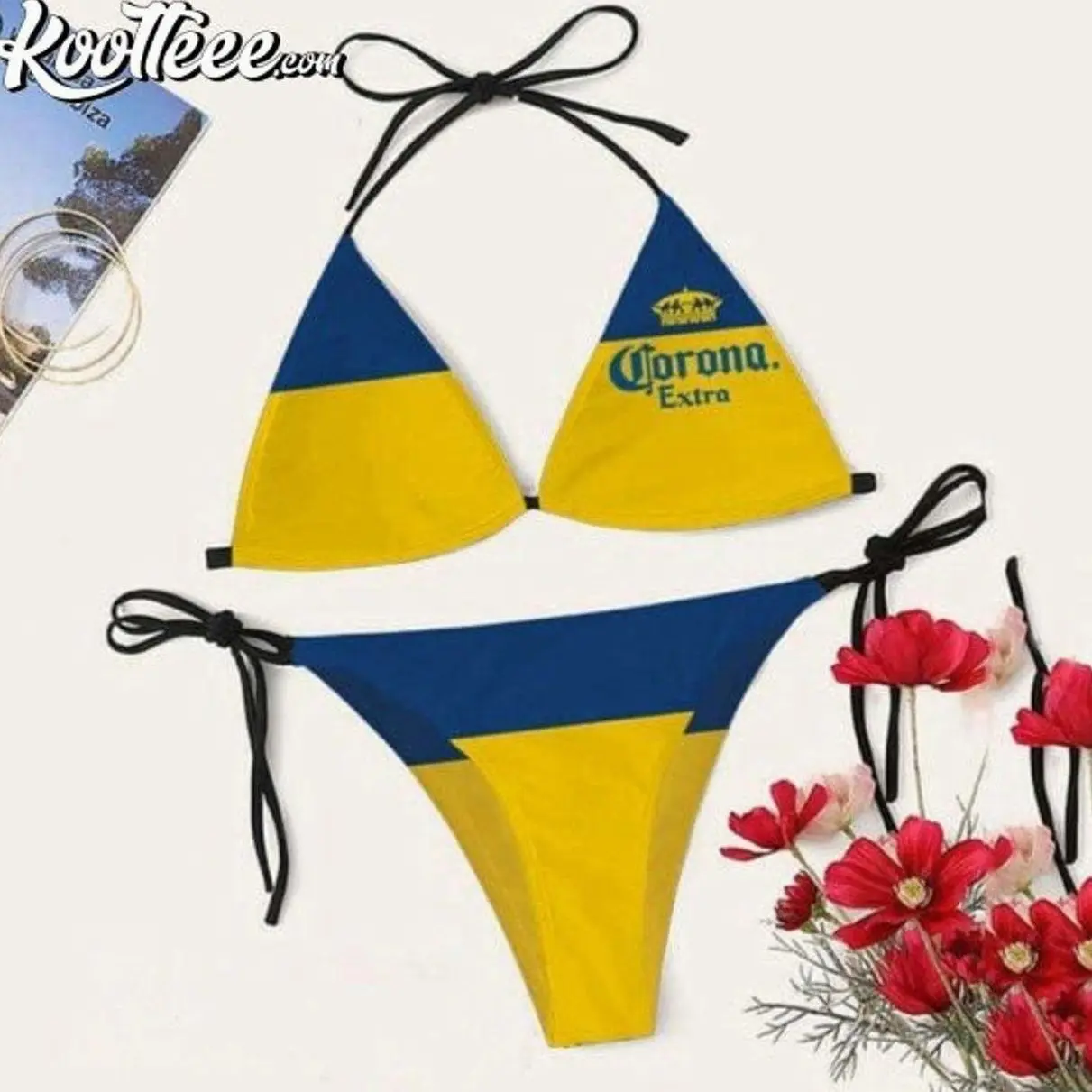 Corona Extra Beer Triangle String Bikini Swimsuit EBL TBF