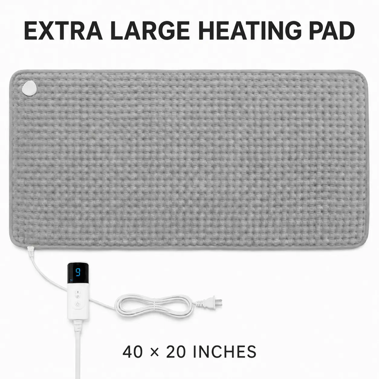 AIYUANQI Extra Large Soft Cotton Electric Heating Pad - 40x20in, 9 Adjustable Heating Temperature Settings, Auto Shut-Off, Machine Washable, Massage Function, for Back-Neck-Shoulders, Menstrual Relief, Mother's Day Gift for Women