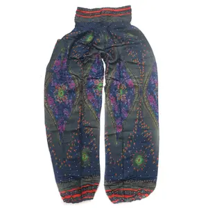 Dark Blue Peacock Eye Harem Pants