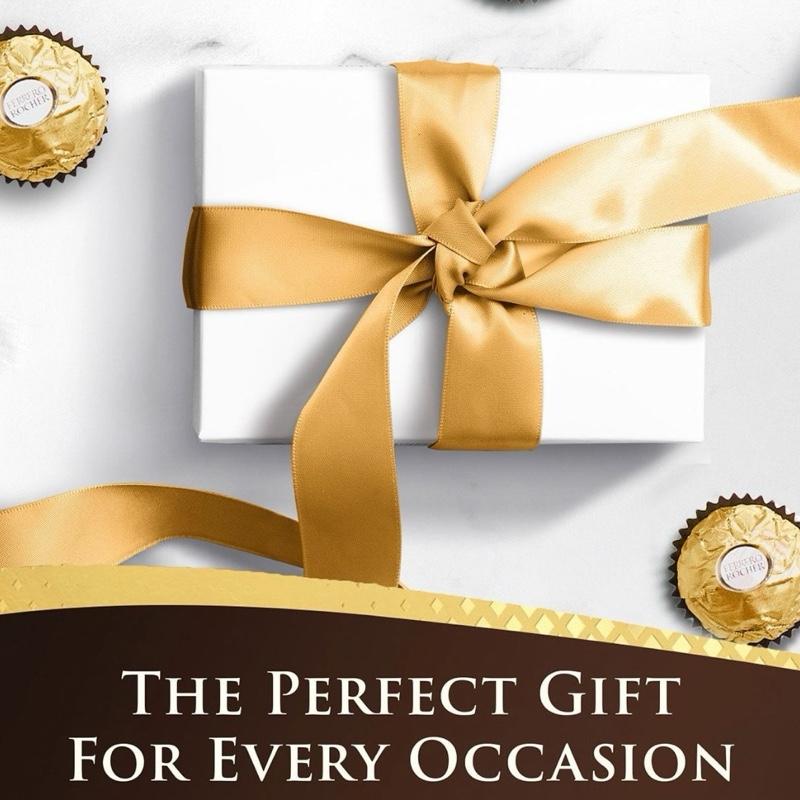 Ferrero Rocher Premium Milk Chocolate Hazelnut 48 ct Snack Bonbon Delightful Treats in Clear Box Perfect for Sharing or Individual Enjoyment Dessert Creamy gif box