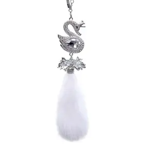 Car pendant crystal swan creative cute interior car hanging ornament car accessories for women