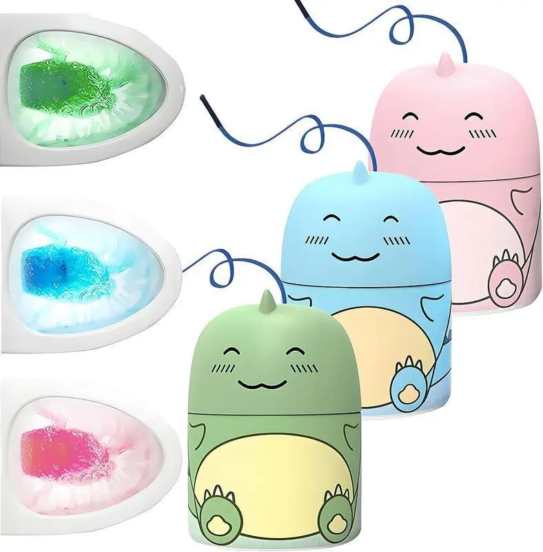 3PCS Cute Dinosaur-Shaped Solid Toilet Tank Cleaners - Scented Plant-Based Cleaning Products with Ocean, Jasmine, Peach Fragrances, Full Coverage Cleaning, Family Safe Bathroom Deep Clean for Animal-Loving Homes
