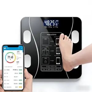 Smart Body Fat Scale, Smart Scale With Bmi, Multi Function Scale, Measures Bmi & Body Fat Ratio, LED Display, Max 180kg, Bluetooth-compatible, Battery Operated, Home Use