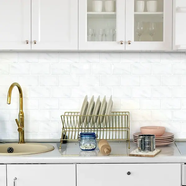 Classic White Peel & Stick Subway Tiles — Renter-Friendly Kitchen Backsplash