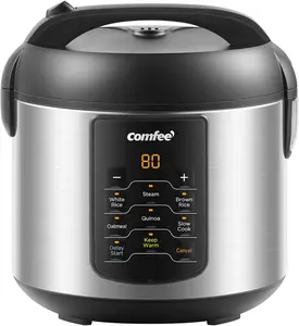 Compact Rice Cooker, 6-in-1 Stainless Steel Multi Cooker, Slow Cooker, Steamer, Saute, and Warmer, 2 QT, 8 Cups Cooked(4 Cups Uncooked), Brown Rice, Quinoa and Oatmeal, 6 One-Touch Programs, Corded Electric