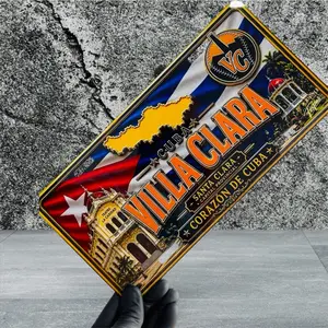 6x12 inches Cuban Culture and History Collectible Car Decorative Plate - Villa Clara, Santa Clara Heart Piece for Car Enthusiasts, Home Decor Plaques & Signs