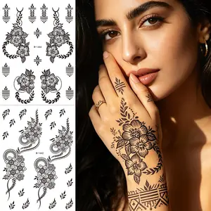 2-Pack Lace Henna Temporary Tattoo Stickers, Ideal for Women's Weddings, Festivals, Muslim Clothing, Valentine's Day, Dates