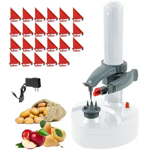 Electric Potato Peeler with 23 Replacement Blades Rotato Express Stainless Steel Automatic Rotating Fruits Fruit Potato Peeler Vegetables Cutter Apple Paring Machine Kitchen Peeling Tool