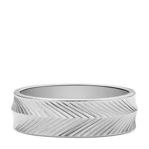 Fossil Women's Harlow Linear Texture Stainless Steel Band Ring, JF04667040