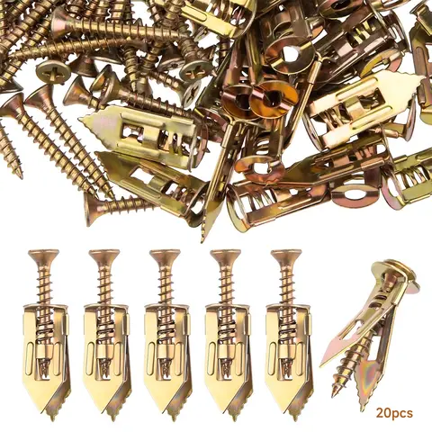 20PCS Self-Drilling Drywall Anchors and Screws Kit, 12x30mm, No Pre-Drilling Needed, Supports Up to 66 lbs, Ideal for Home and Office Organization