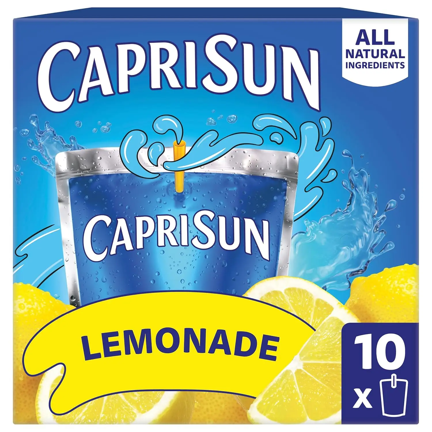 Capri Sun Drink, 10 ct Box Lemonade, 6 fl oz Pouches | for School Lunches and On-the-Go Hydration, All Natural Ingredients, No Artificial Colors, Flavors Or...