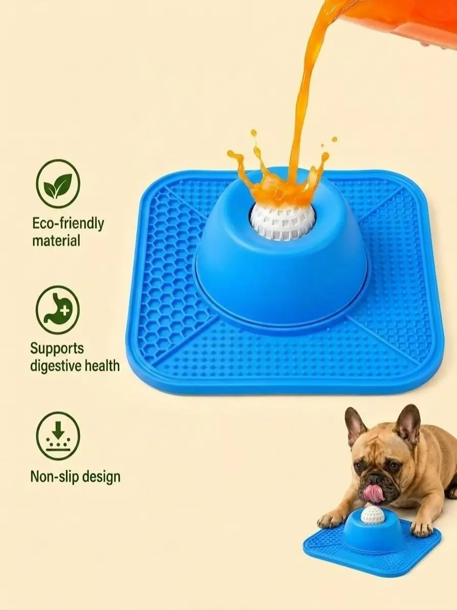 Dog Slow Feeder Bowl - Anti-Slip Ball-In Design, 3/4 Cup Capacity, Neater Feeder for Liquid Treats & Bone Broth, Anxiety Relief Licking Bowl, Dishwasher Safe, Post-Op Feeding Toy for All Breeds | Pet Feeding Supplies