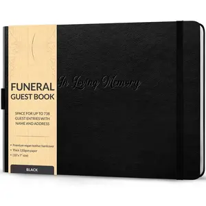 Funeral Guest Book for Memorial & Funeral  - In Loving Memory Guest Sign In Book for Funerals - 738 Guest Entries with Name & Address, 129 Pages, Hardcover, 10x7? (Black)