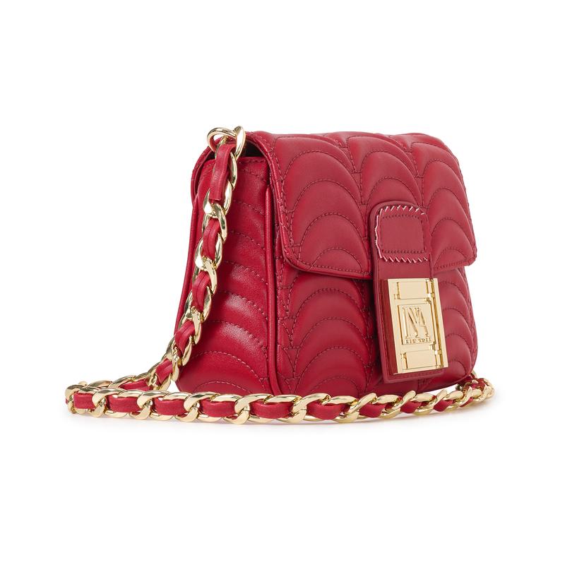 INYA NEW YORK JAY Women's Red Faux Leather Shoulder Bag with Bold American Style Aesthetic and Striking Deep Hue