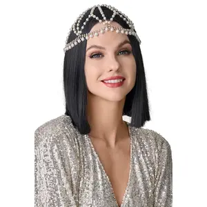 1920s  Cap Headpiece Rhinestone  Chain Roaring 20s  Gatsby Hair Accessories for Art Deco Party ()