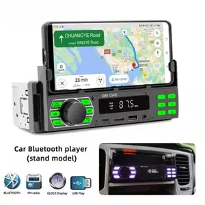 W/Phone Holder FM Stereo Audio MP3 Single DIN Bluetooth Car Radio Voice Assistant AUX USB TF MP3 Player Single Din